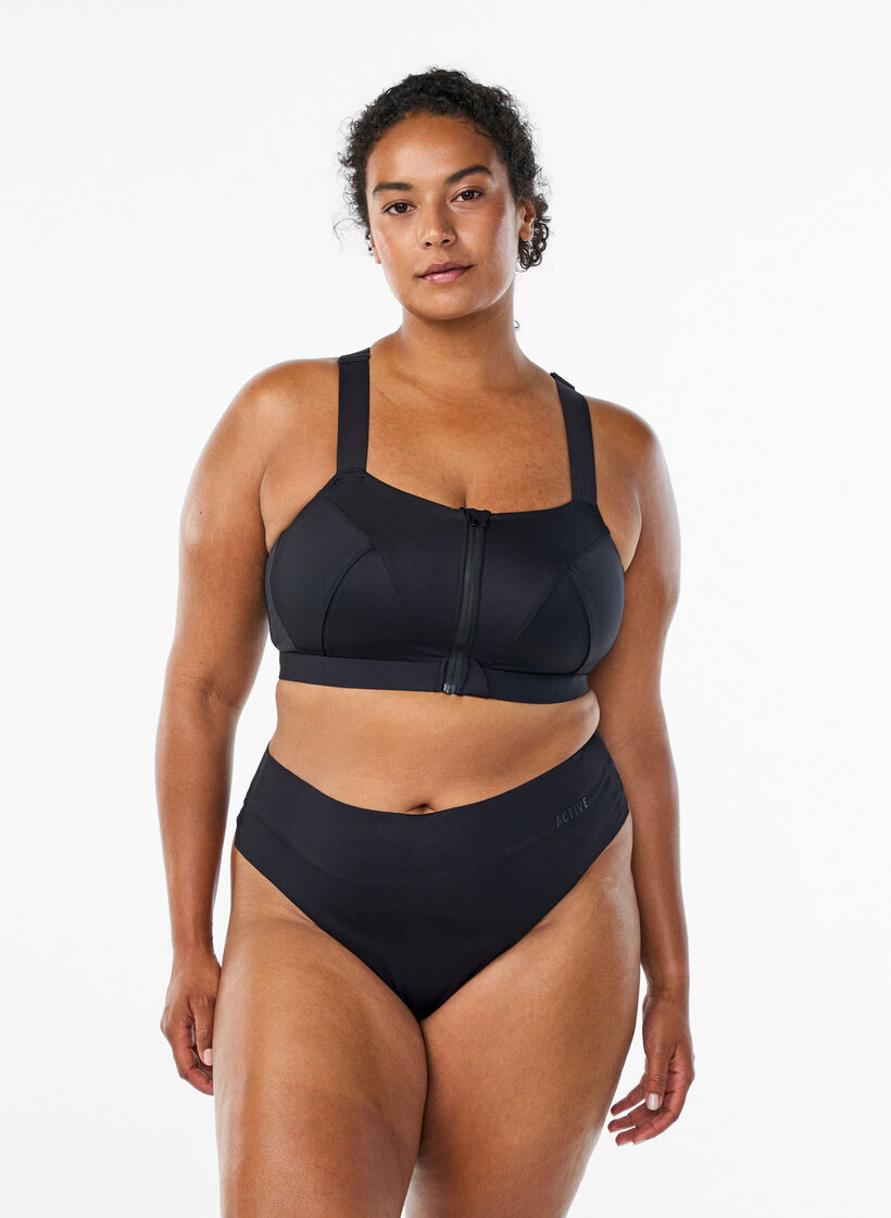 2-pack niewidoczne majtki treningowe w ksztalcie stringów, Czarne, Model image number 0