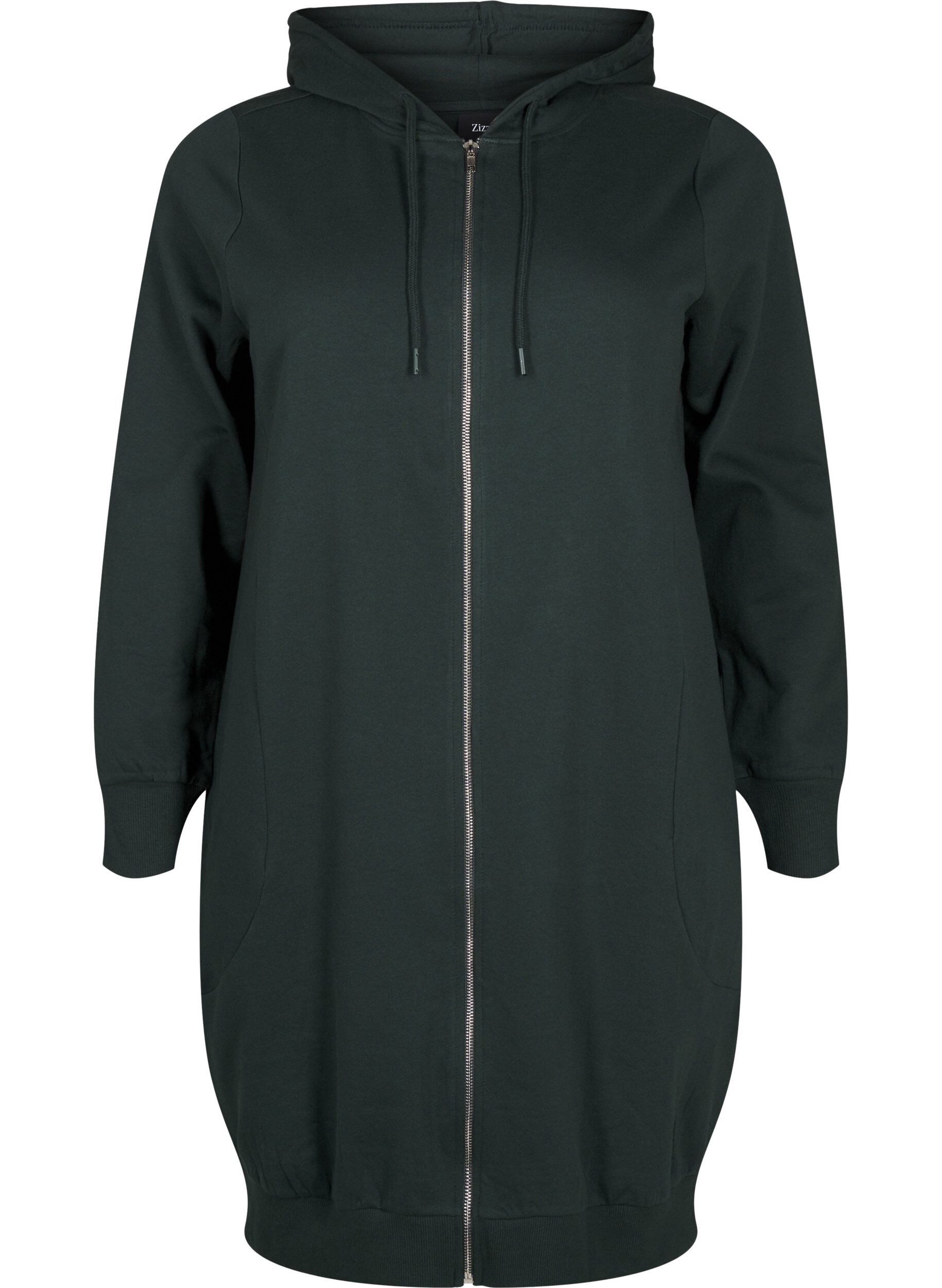 Dlugi, bawelniany dresowy kardigan z kapturem