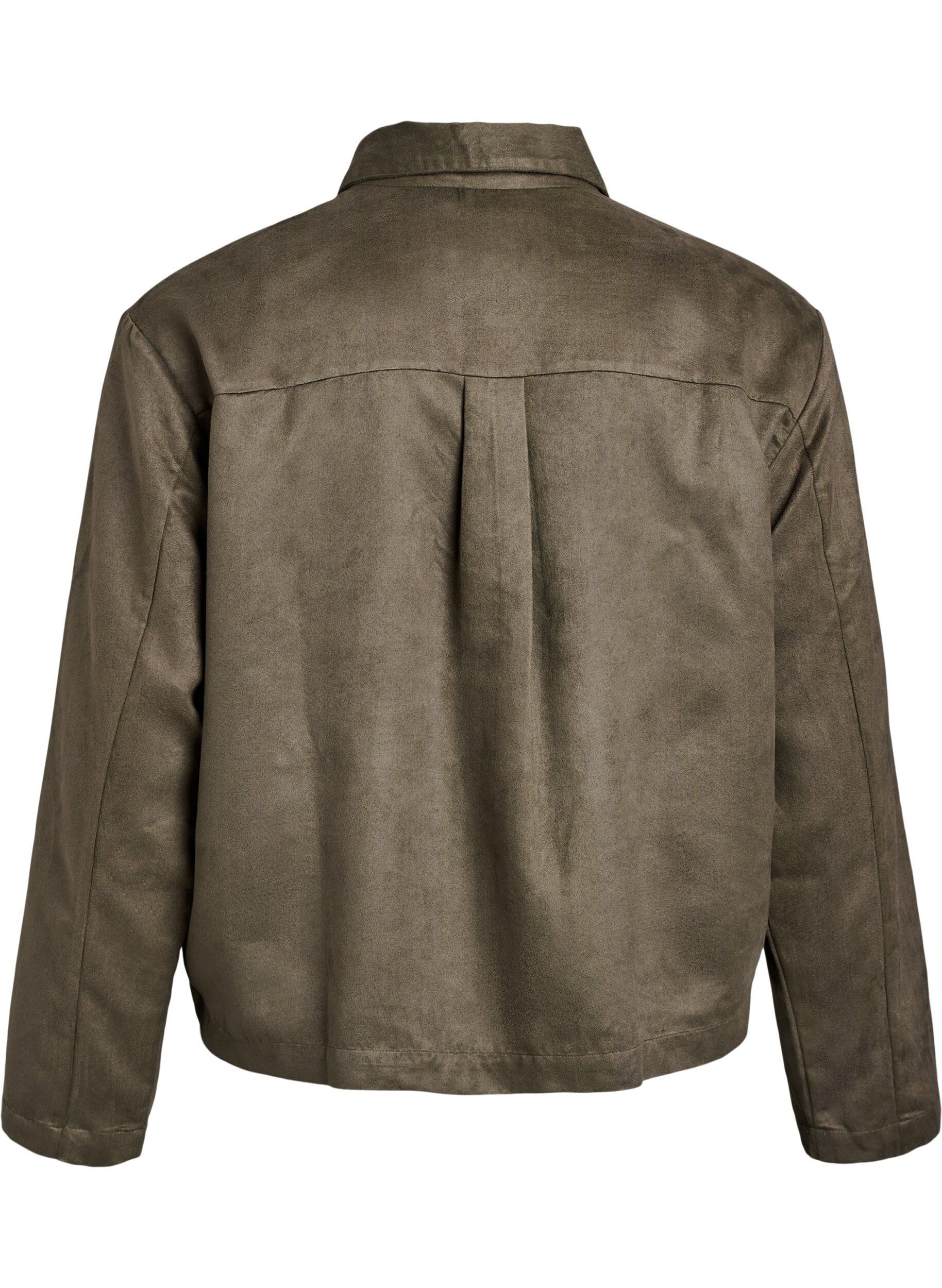 Zizzi Kr&oacute;tka kurtka ze sztucznego zamszu z kieszeniami, Zielony, Packshot image number 1