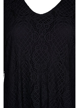 Koronkowa sukienka z rekawem 3/4, Black, Packshot image number 2