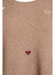 Sweter w serduszka z rekawami 3/4, Brązowy, Packshot image number 2