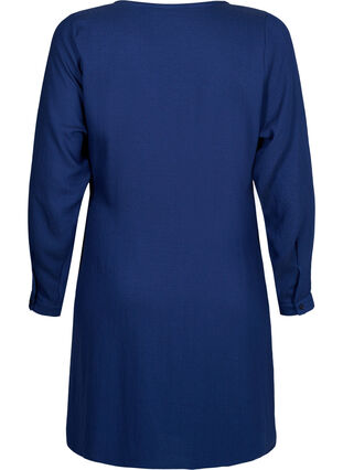 Kopertowa sukienka z wiskozy z dlugimi rekawami, Medieval Blue, Packshot image number 1