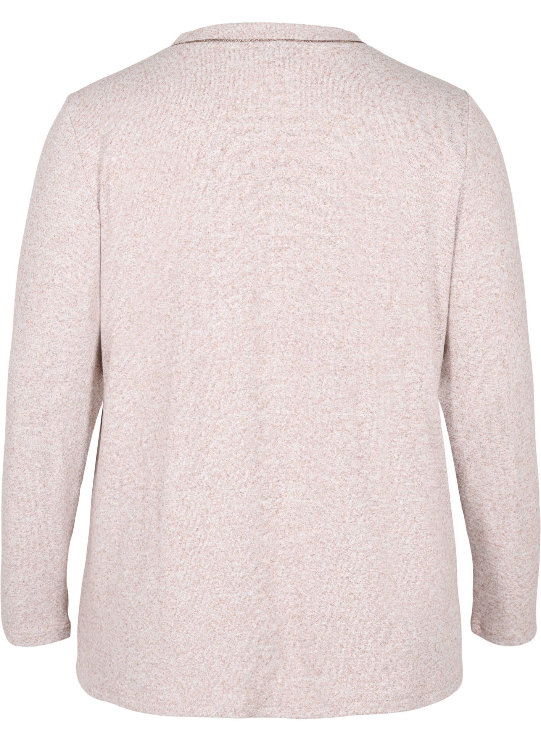 Zizzi Top with v-neck and long sleeves, Beige, Packshot image number 1