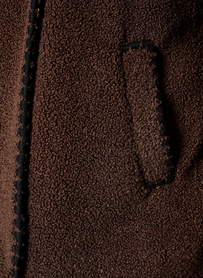 Kurtka pluszowa z kontrastowymi detalami, Brązowy, Packshot image number 2