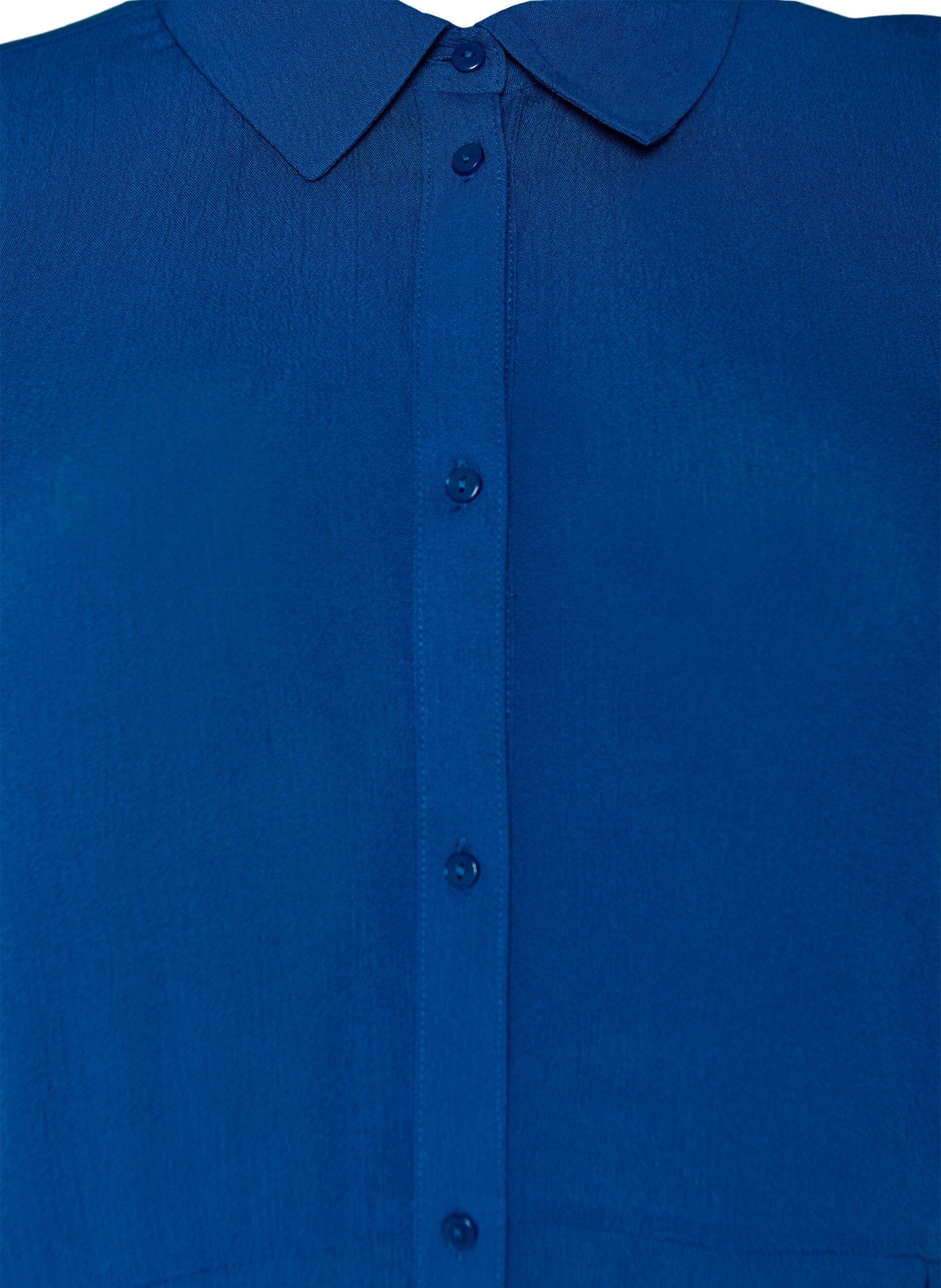 Zizzi Midi koszulowa sukienka z kr&oacute;tkimi rekawami, Niebieskie, Packshot image number 2