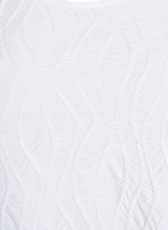 Bluzka z faktura i rekawami 3/4, Biały, Packshot image number 2