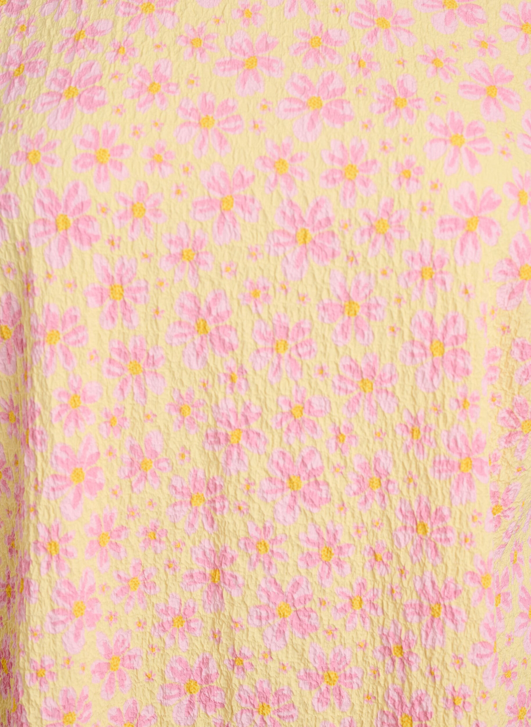 ZizziKr&oacute;tka sukienka o marszczonej fakturze z kr&oacute;tkimi rekawami, Ż&oacute;łty, Packshot image number 2