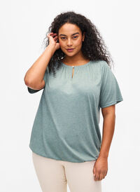 Melanzowa bluzka z krótkim rekawem, Chinois Green Mel., Model