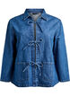 Zawiazywana kurtka jeansowa z kieszeniami, Blue Denim, Packshot image number 0