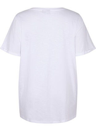 Jednokolorowa koszulka typu oversize z dekoltem w szpic, Bright White, Packshot image number 1