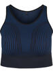 Seamless sports bra with stripes, Black w. Blue Depths, Packshot image number 0