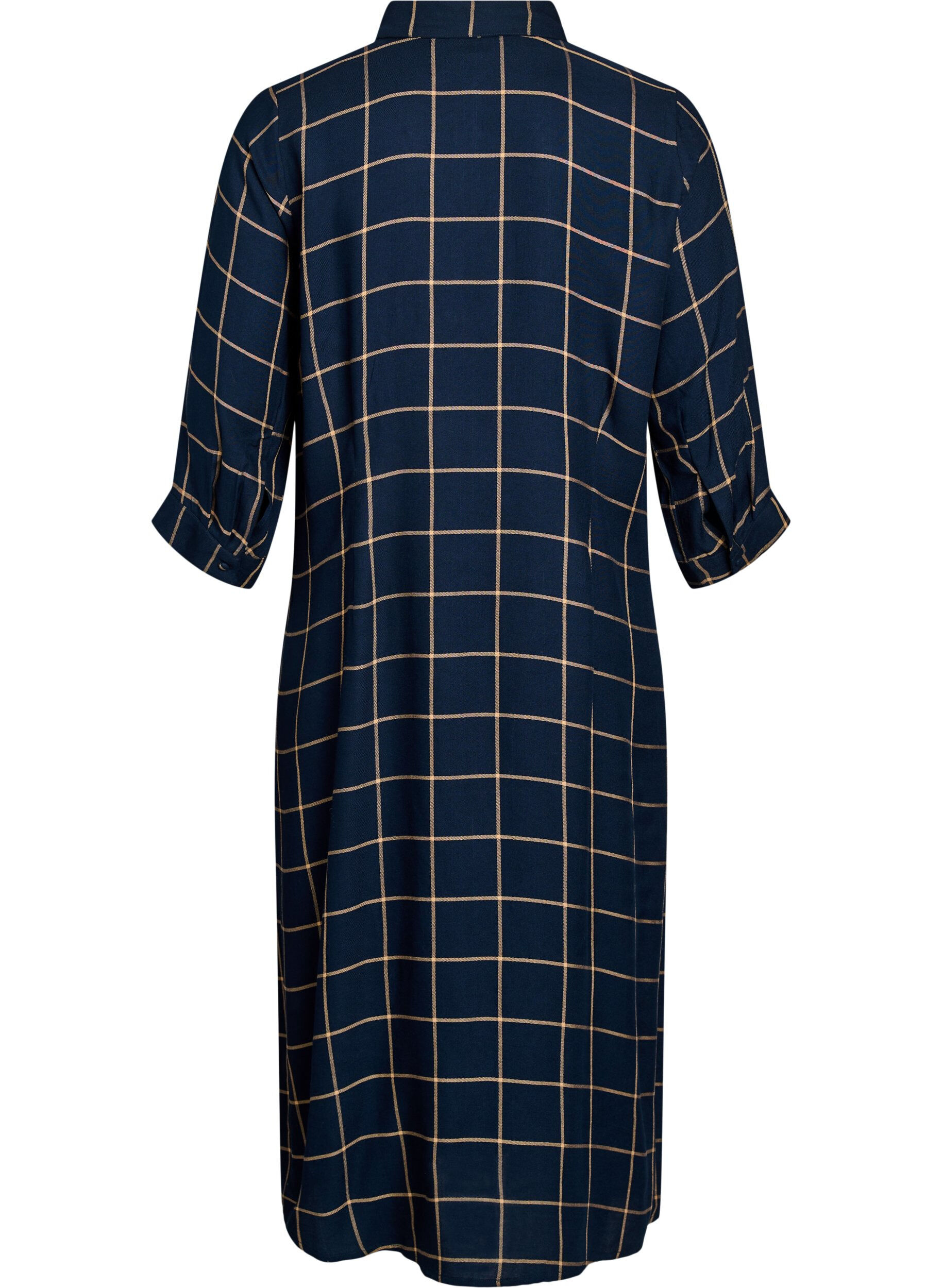 Zizzi Dluga sukienka koszulowa w krate, Niebieskie, Packshot image number 1