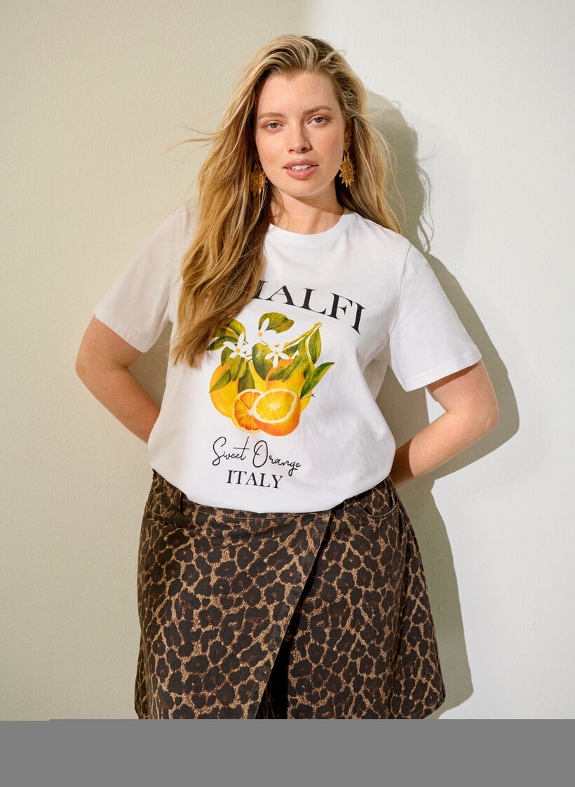 Kr&oacute;tka dzinsowa sp&oacute;dnica w panterke o linii A, Brązowy, Image image number 0