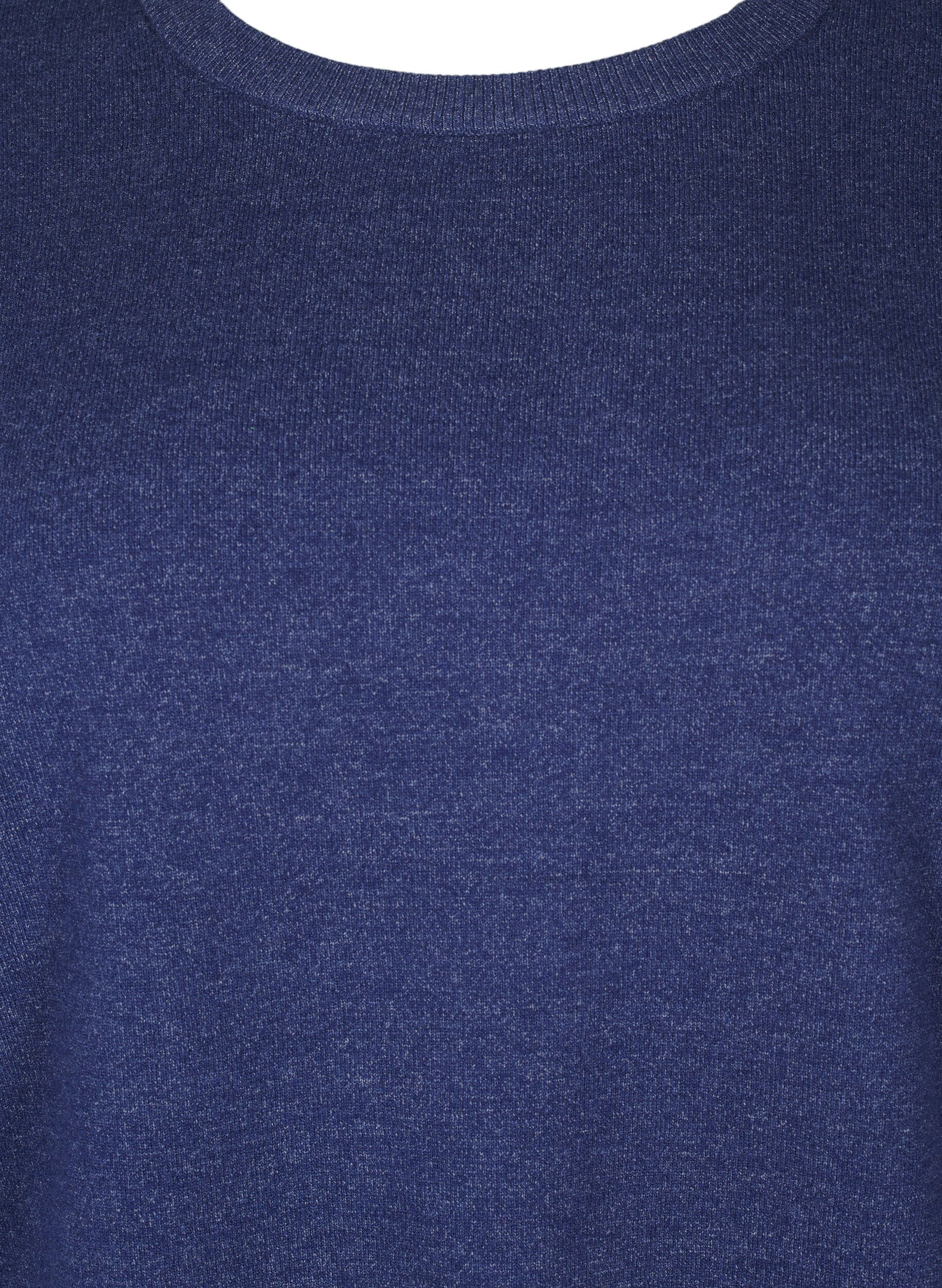 Zizzi Dzianinowa bluzka z dlugim rekawem i rozcieciem, Niebieskie, Packshot image number 2