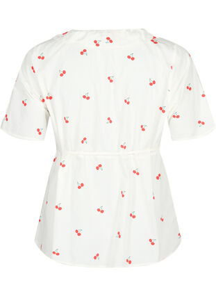 Bawelniana kopertowa bluzka w kwiaty, B. White/Cherry, Packshot image number 1