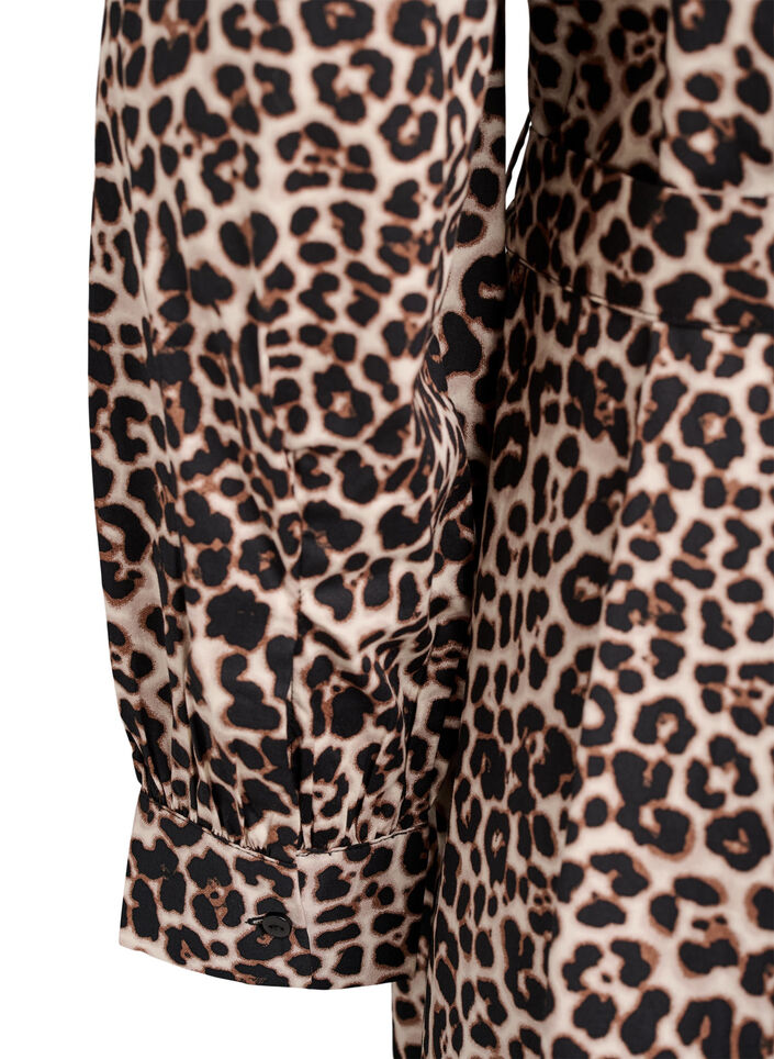 Sukienka z bawelna organiczna z wiazaniem w pasie, Brązowy, Packshot image number 3