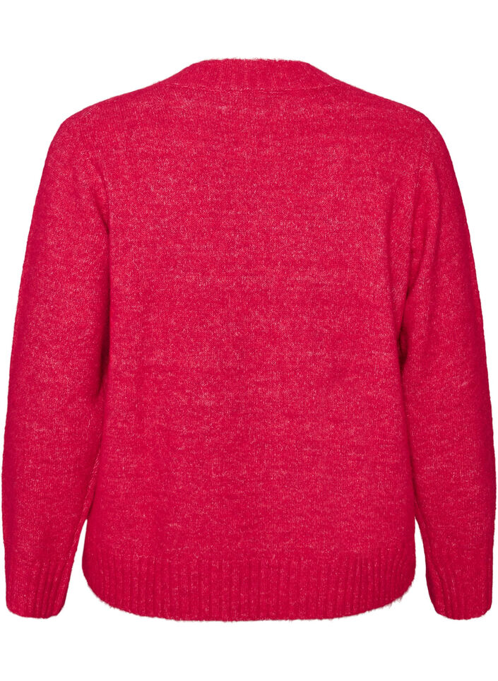 Sweter z dekoltem w serek, R&oacute;żowy, Packshot image number 1
