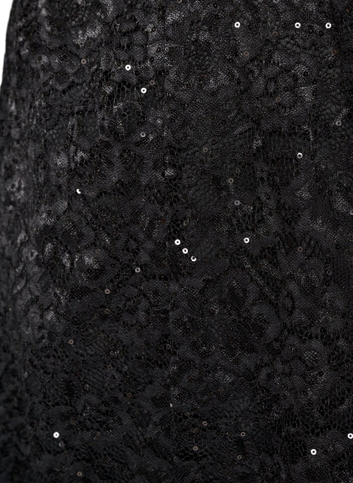 Koronkowa sp&oacute;dnica midi z cekinami, Czarne, Packshot image number 2