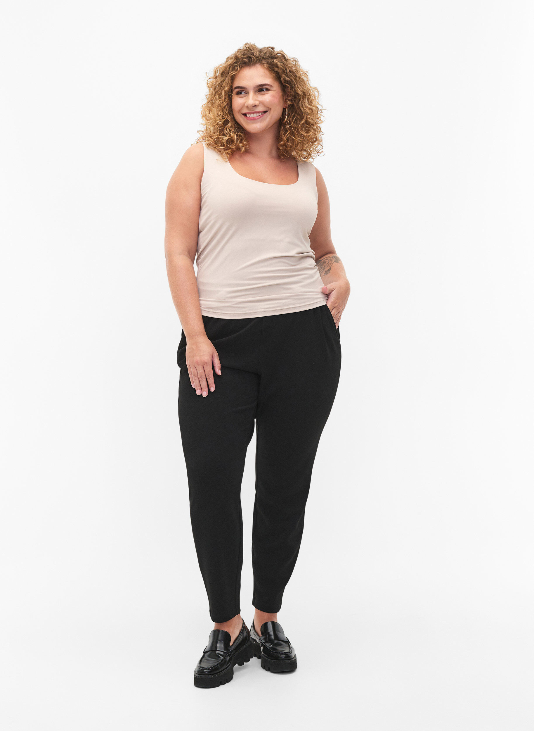 Zizzi Elastyczny dwustronny top, Silver Gray, Model image number 3