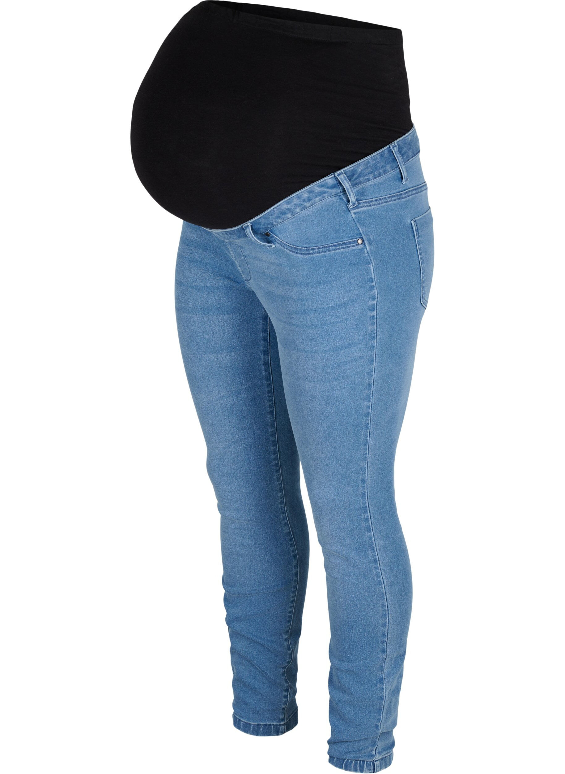 Zizzi Maternity jeggings in a cotton blend, Light blue denim, Packshot image number 0