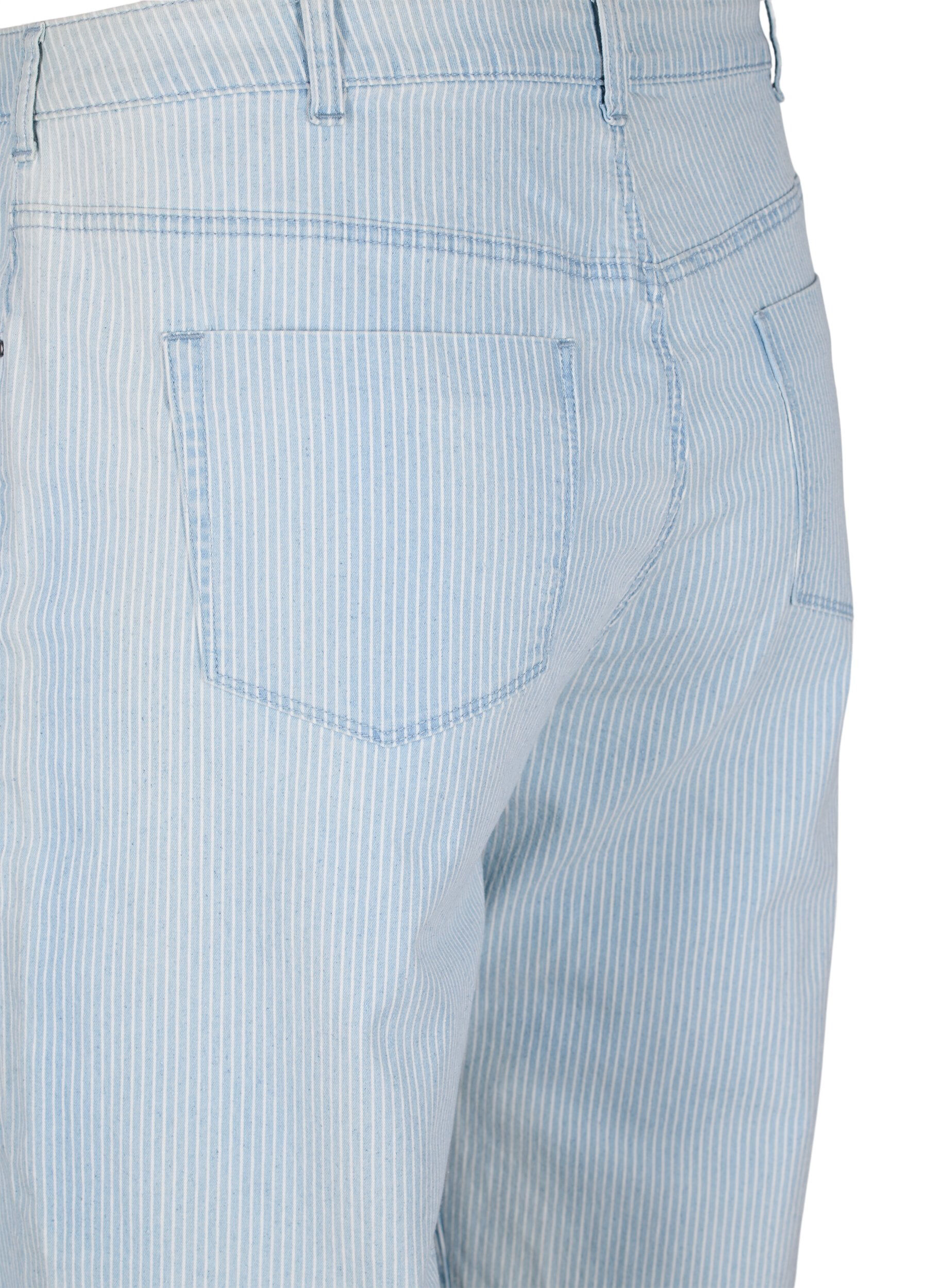 Zizzi Proste jeansy do kostek w paski, Light Blue Stripe, Packshot image number 3