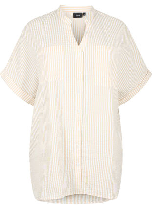 Koszula w paski z kieszeniami na piersi, Natrual/S. Stripe, Packshot image number 0
