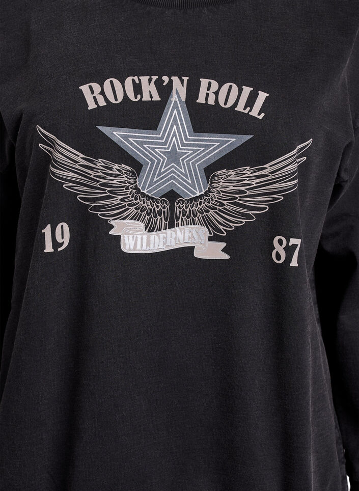 Bluza o spranym wygladzie z nadrukiem tekstowym, Szary, Packshot image number 2