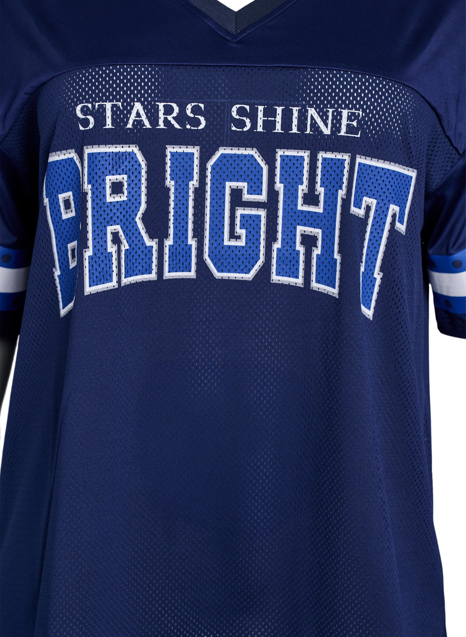 Zizzi Koszulka treningowa z dekoltem w ksztalcie litery V i nadrukiem z przodu, Niebieskie, Packshot image number 2