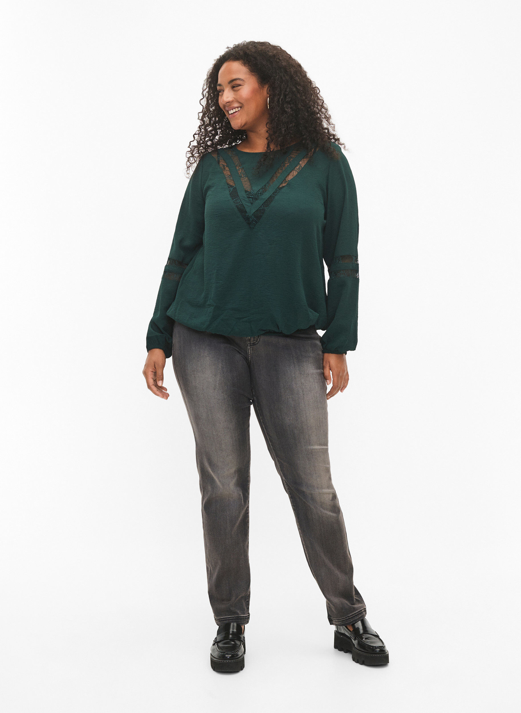 Zizzi Bluzka z dlugim rekawem i koronka, Scarab, Model image number 2