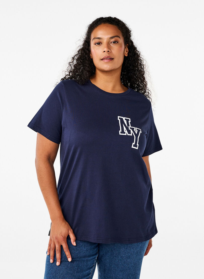 T-shirt z bawelny organicznej z nadrukiem, Night Sky Printet, Model image number 0