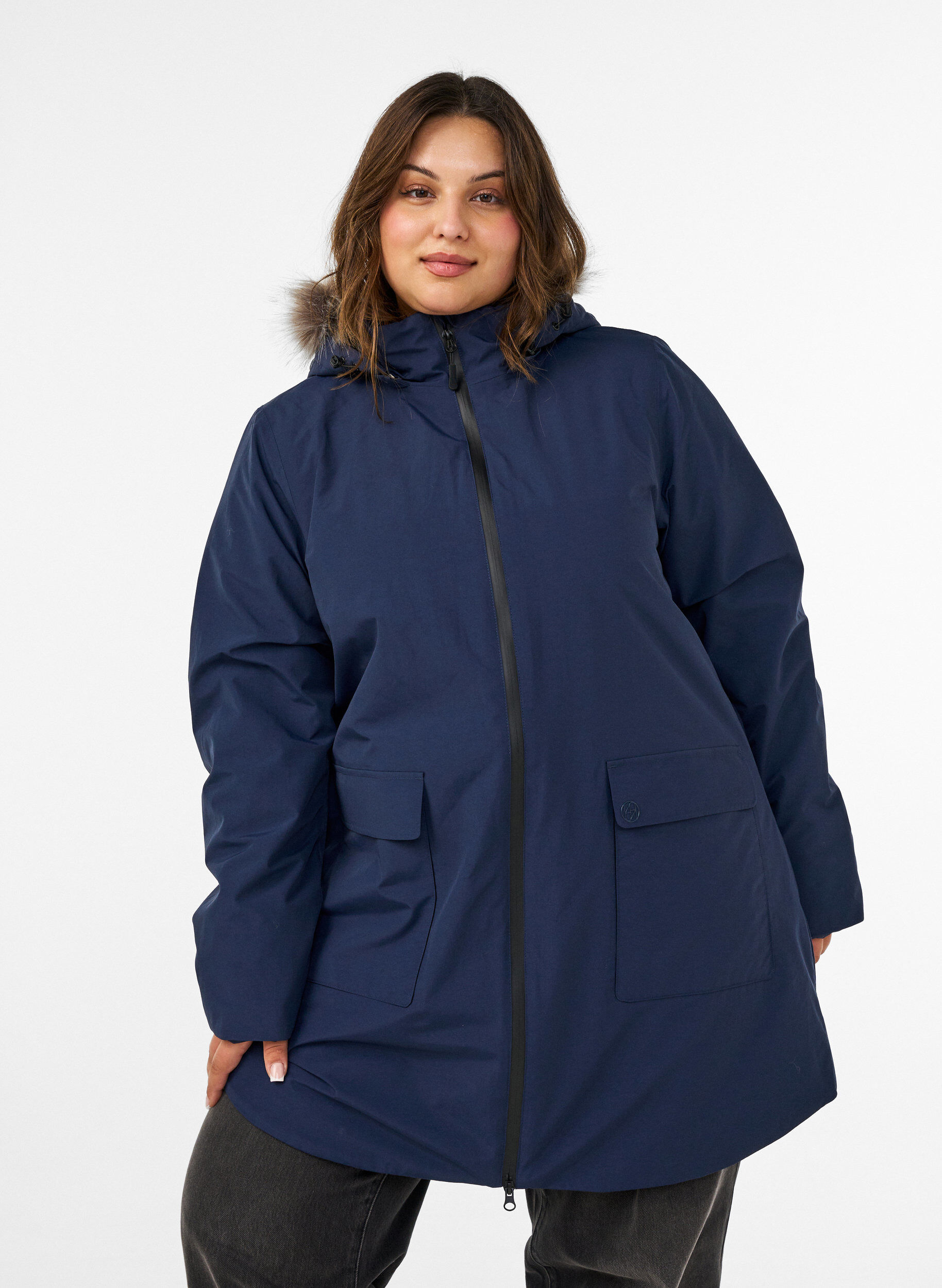 ZizziNieprzemakalna parka z kapturem, Niebieskie, Model image number 0