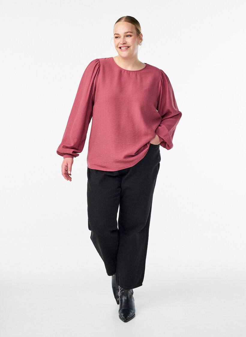 Wiskozowa bluzka z dlugim rekawem, Różowy, Model image number 1