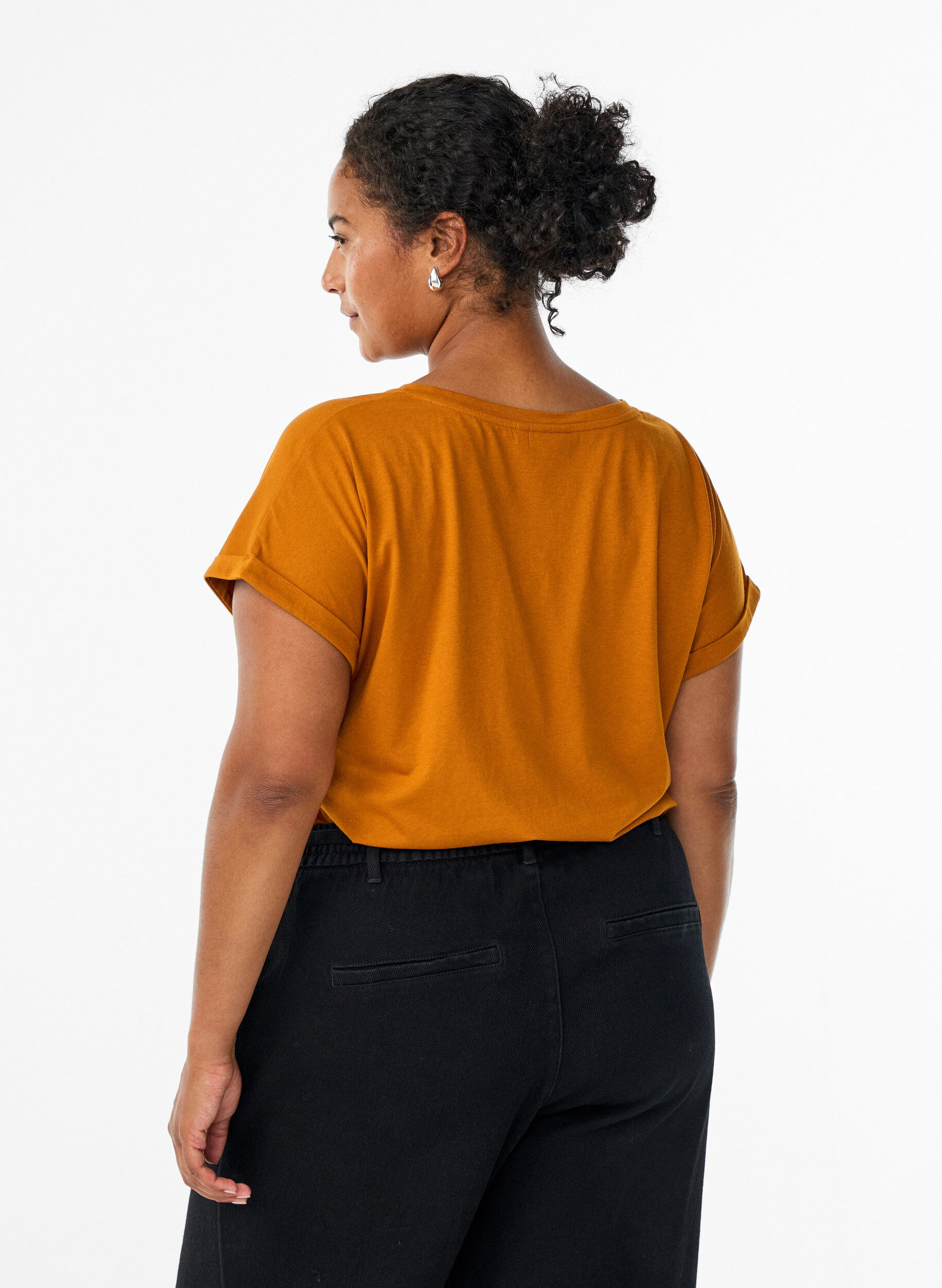 ZizziT-shirt z kr&oacute;tkim rekawem z mieszanki bawelny, Pomarańczowy, Model image number 2