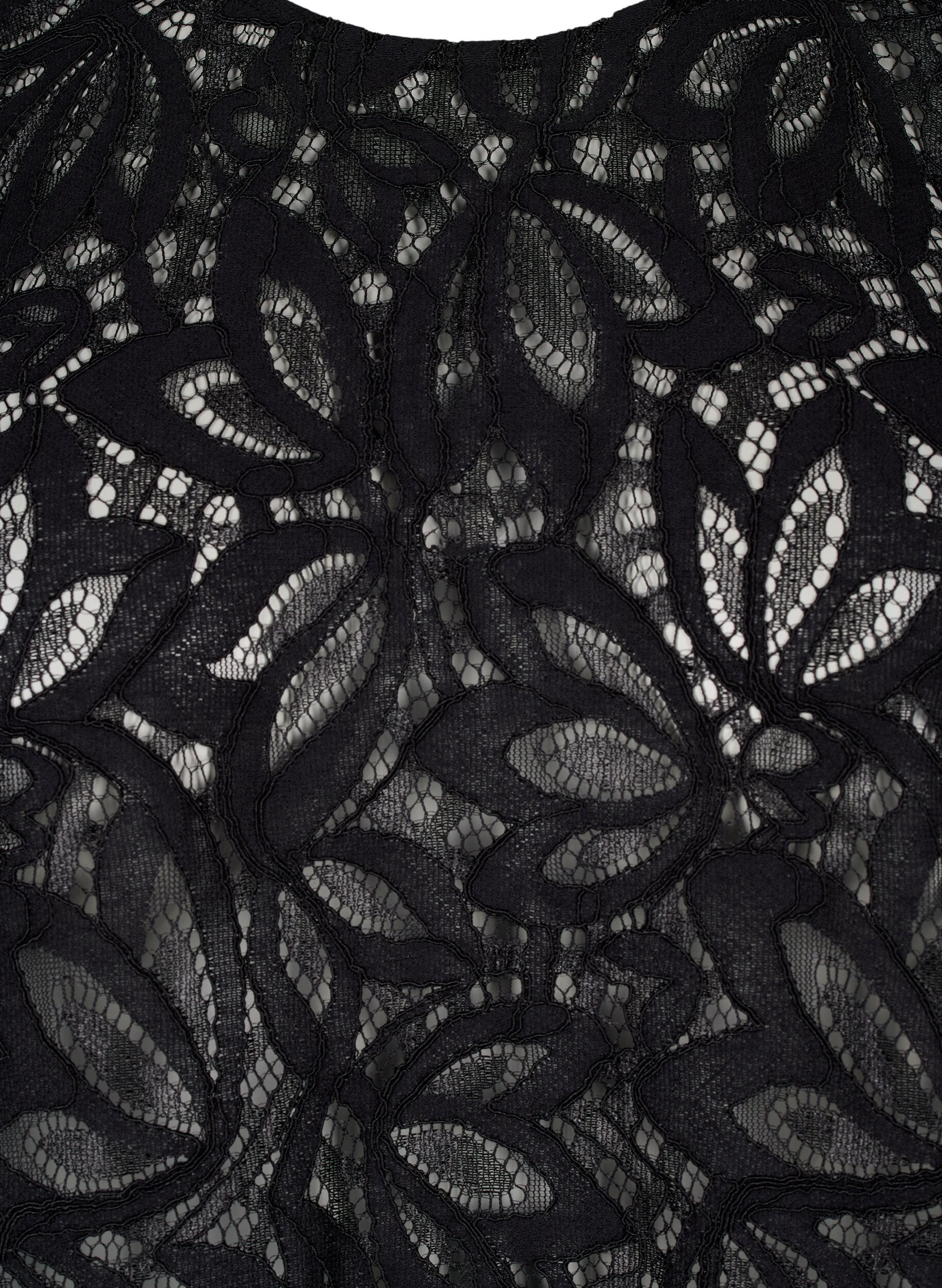 Zizzi Koronkowa bluzka z&nbsp;kr&oacute;tkim rekawem, Black, Packshot image number 2