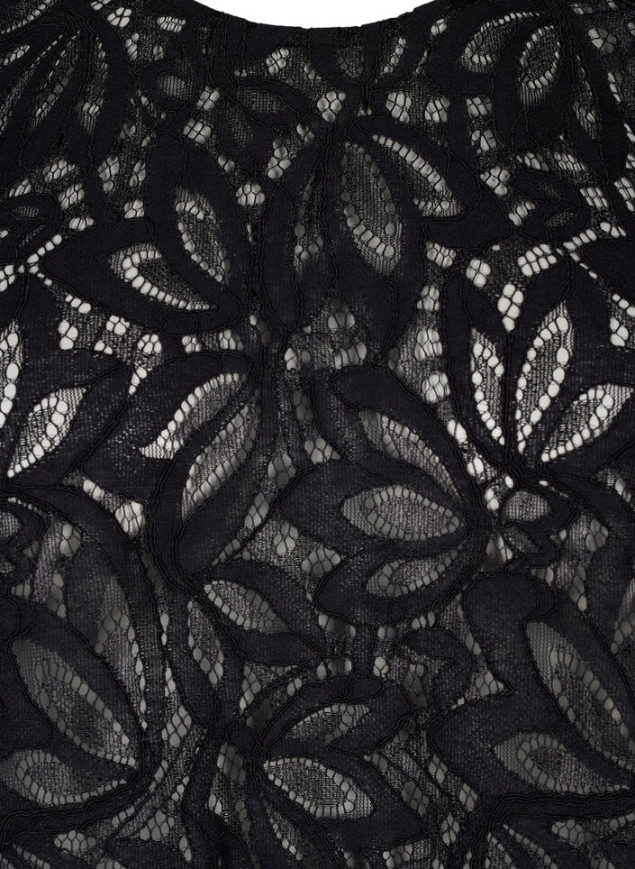 Koronkowa bluzka z krótkim rekawem, Black, Packshot image number 2