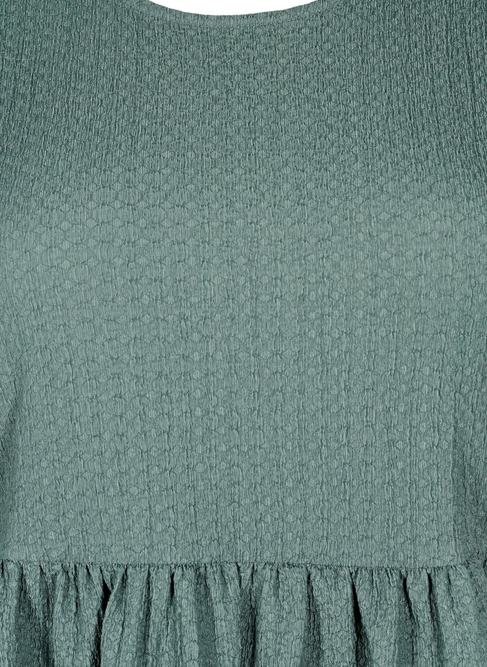 FLASH - Krótka sukienka z faktura i rekawami 3/4, Balsam Green, Packshot image number 2