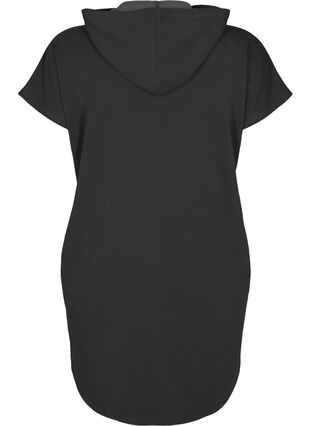 Sukienka dresowa z kapturem i krótkim rekawem, Black, Packshot image number 1