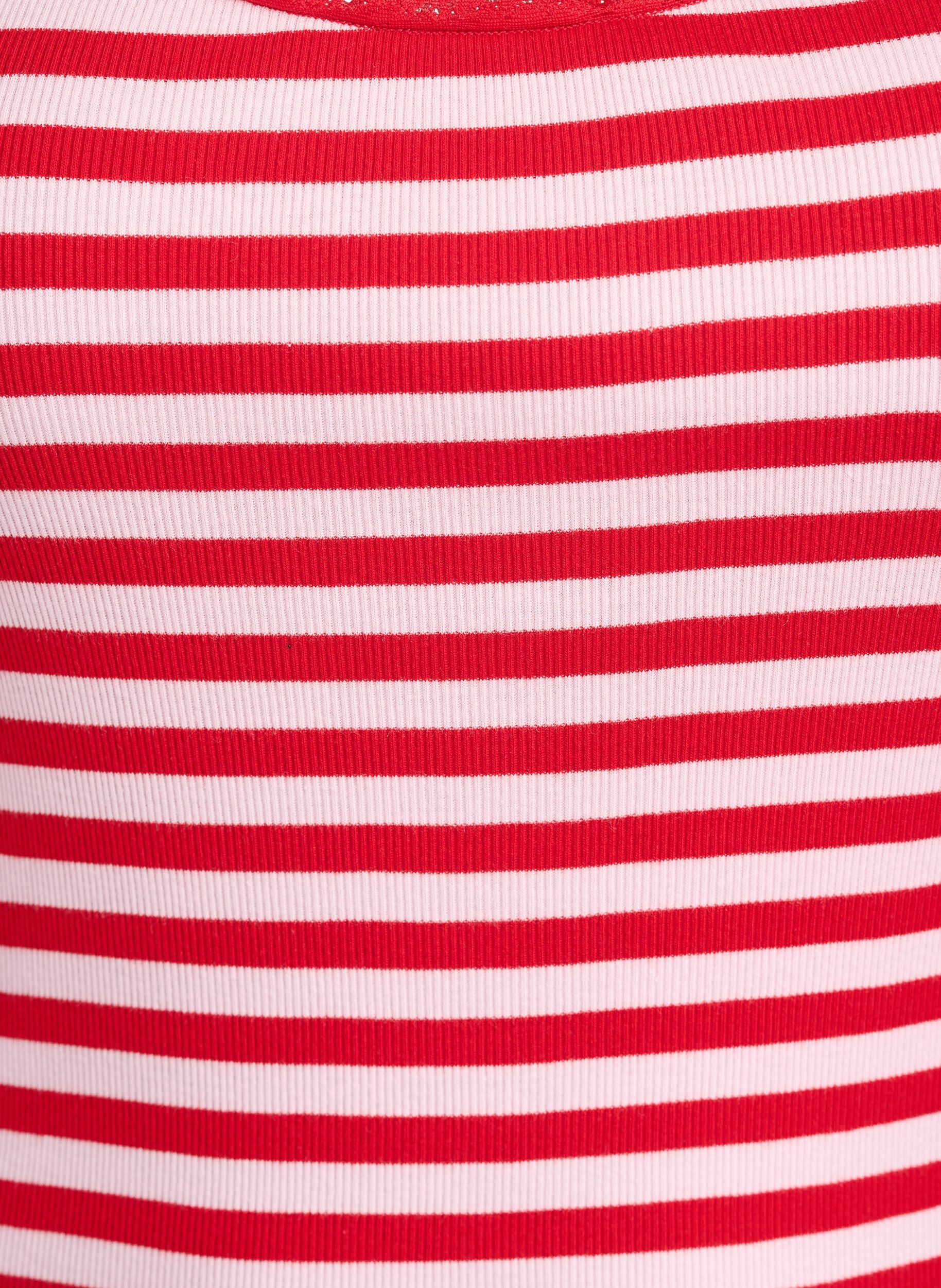 Zizzi Koszula w paski z dzianina z ryps&oacute;w i koronkowym wykonczeniem, R&oacute;żowy, Packshot image number 2