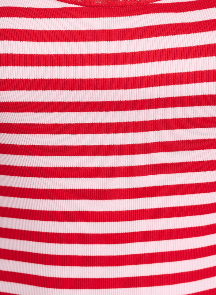 Koszula w paski z dzianina z ryps&oacute;w i koronkowym wykonczeniem, R&oacute;żowy, Packshot image number 2