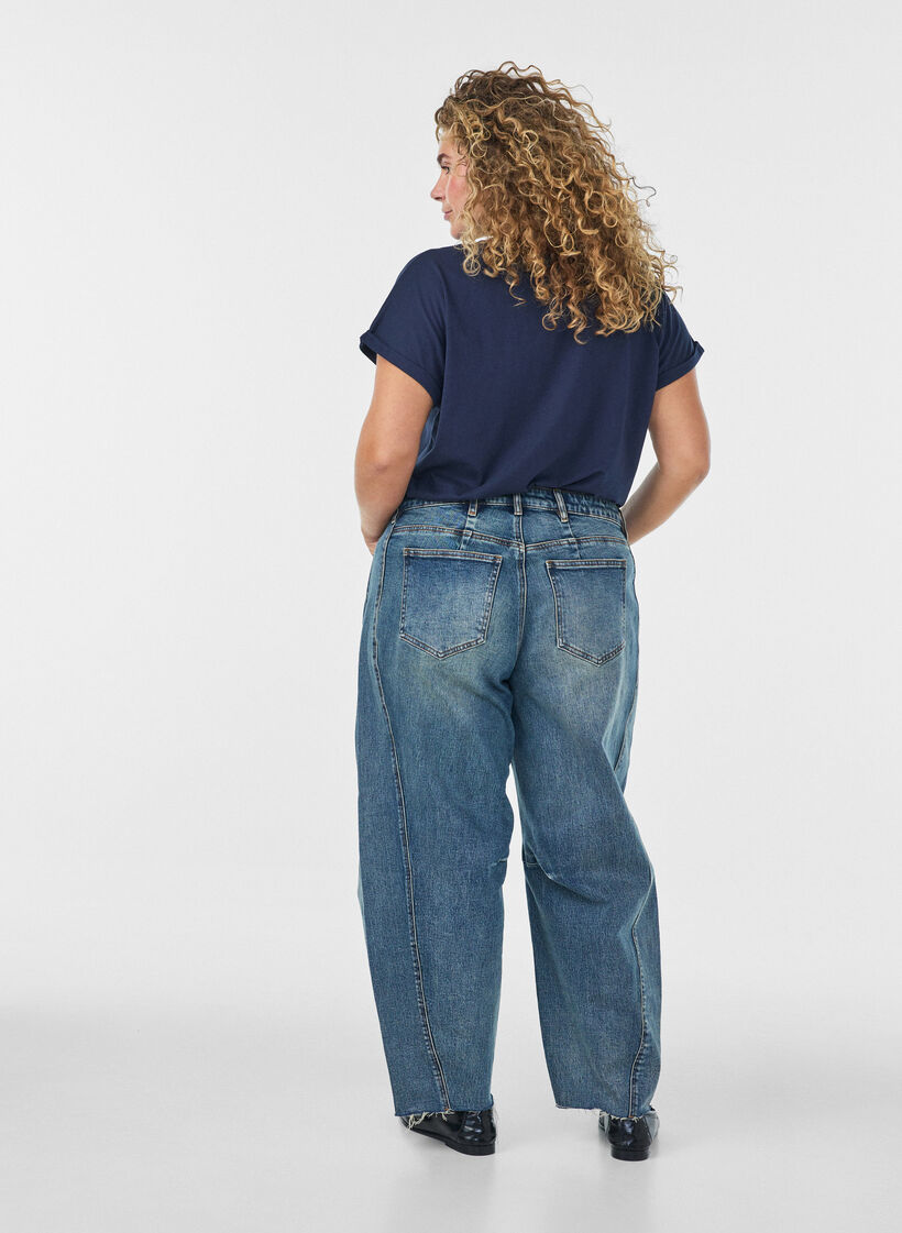 Koszulka z kr&oacute;tkimi rekawami wykonana z mieszanki bawelny, Niebieskie, Model image number 2