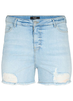 Szorty jeansowe z wytwornymi detalami, Light Blue Denim, Packshot image number 0