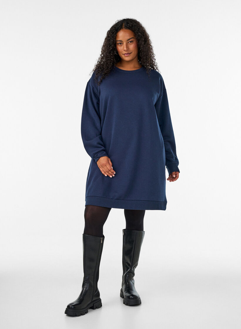 Luzna sukienka dresowa z kieszeniami, Niebieskie, Model image number 1