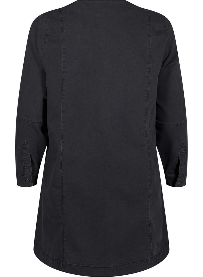 Dzinsowa sukienka w ksztalcie trapezu z suwakiem, Grey Washed, Packshot image number 1