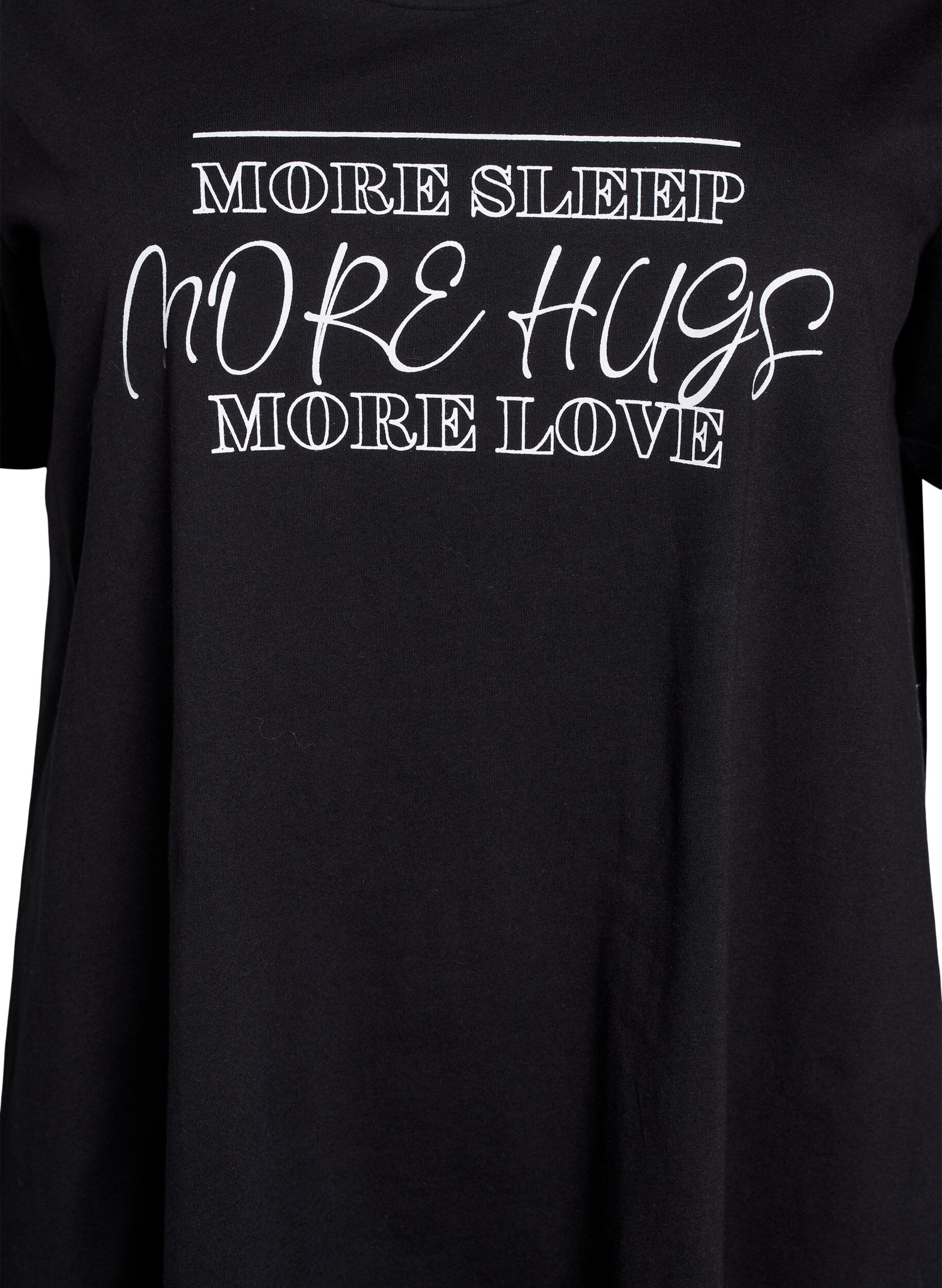 ZizziKoszula nocna z kr&oacute;tkim rekawem, wykonana z bawelny organicznej, Czarne, Packshot image number 2