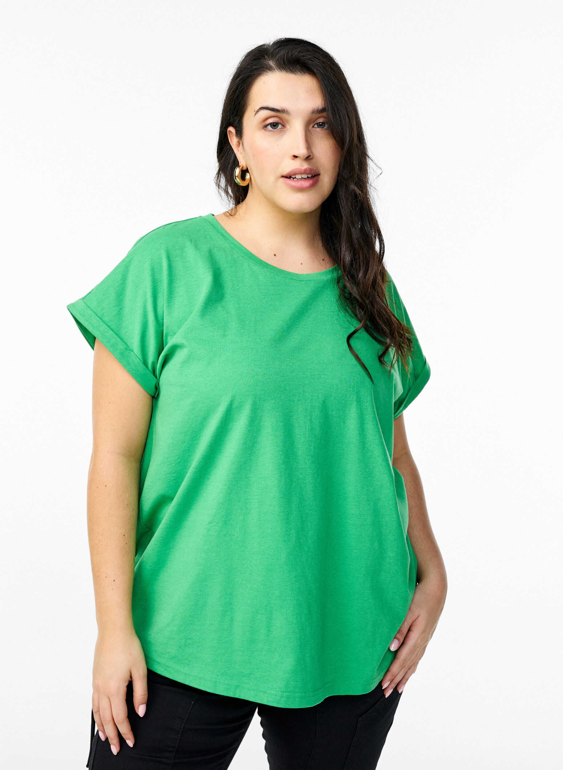 ZizziT-shirt z kr&oacute;tkim rekawem z mieszanki bawelny, Zielony, Model image number 0