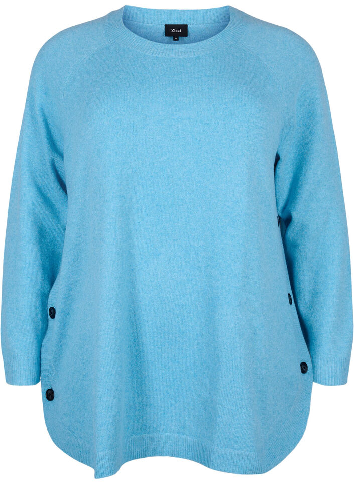 Zapinany na guziki sweter z melanzowej dzianiny, River Blue WhiteMel., Packshot image number 0