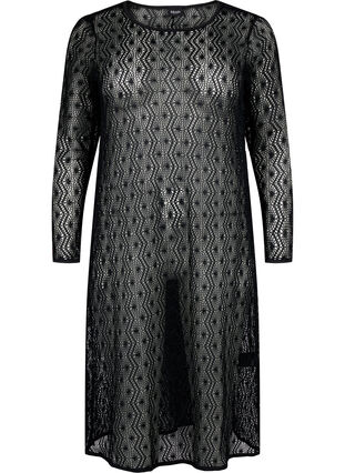 Szydelkowa sukienka z dlugimi rekawami, Black, Packshot image number 0