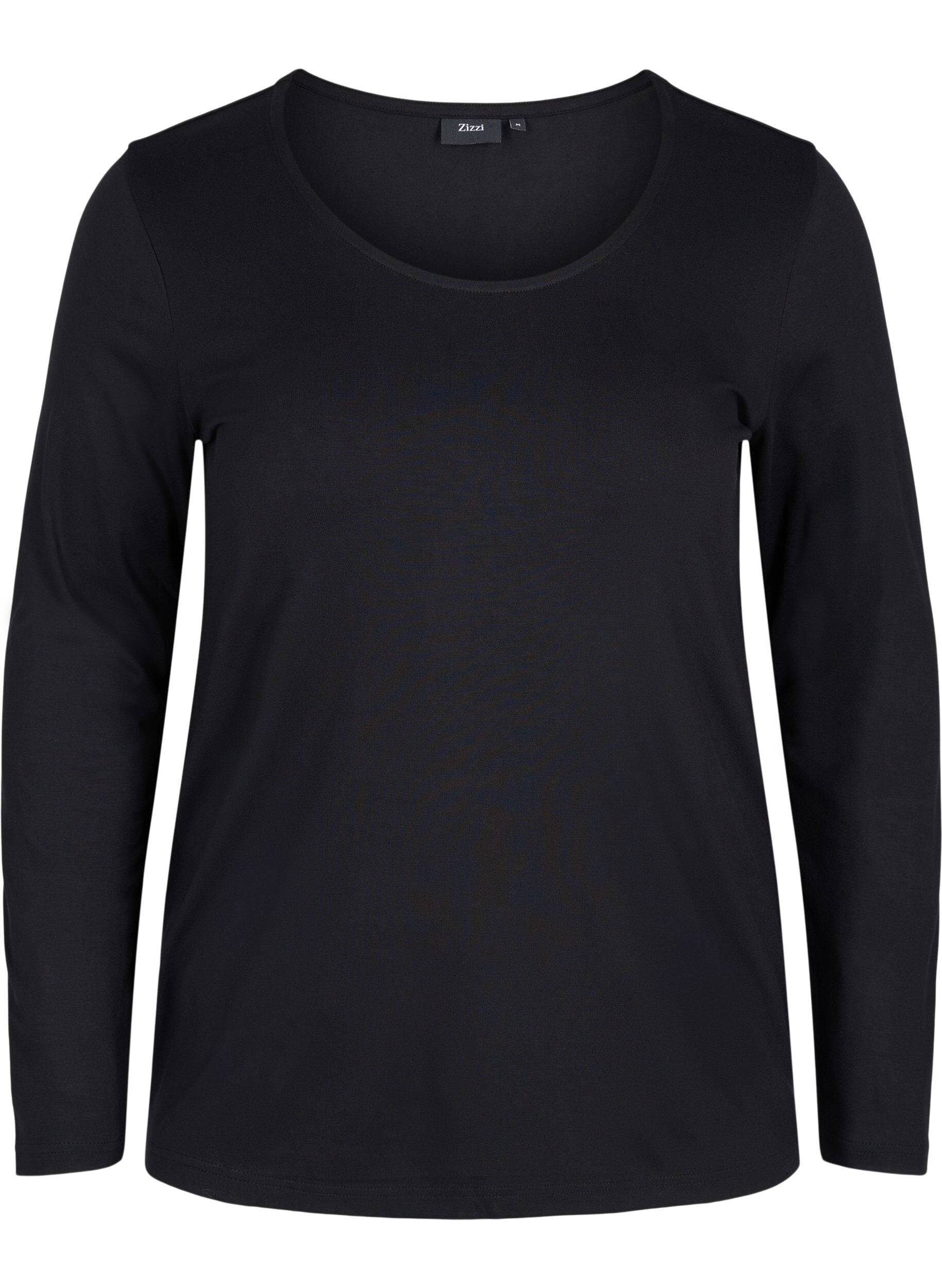 Zizzi Prosty top z bawelny, Solid Black, Packshot image number 0