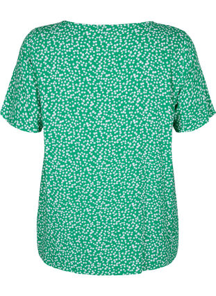 FLASH – bluzka z wiskozy z krótkim rekawem i nadrukiem, Bright Green Wh.AOP, Packshot image number 1