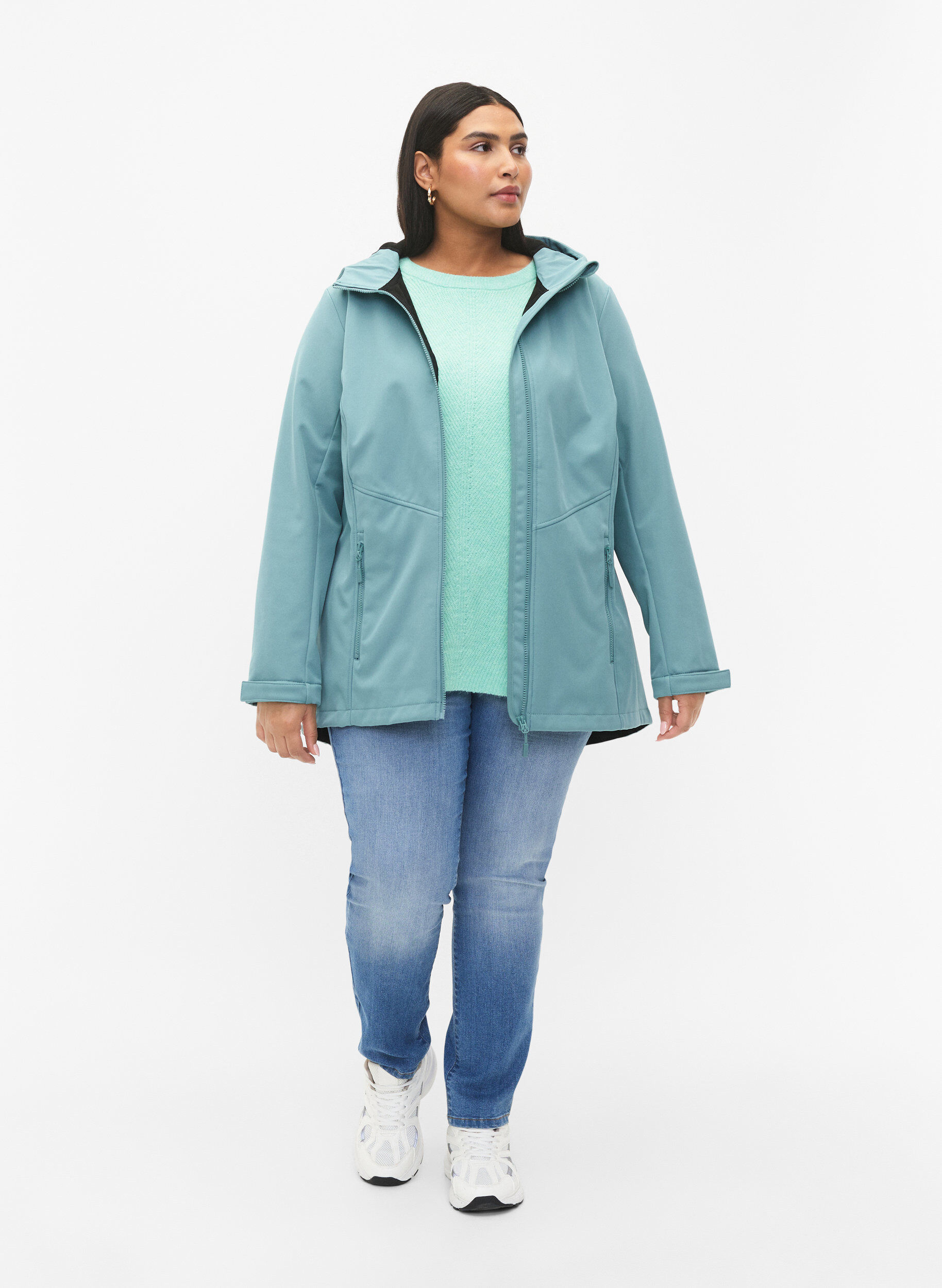 Zizzi Kr&oacute;tka kurtka softshell z kieszeniami, Arctic, Model image number 2